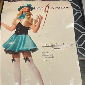 Leg Avenue Blue and Black Tea Party Hostess Costume size m 420 on hat